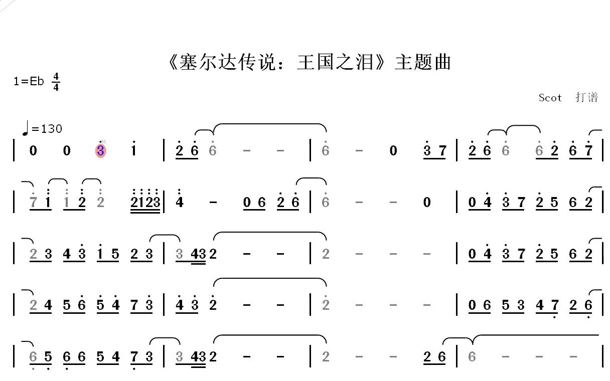 《塞尔达传说:王国之泪》主题曲动态简谱哔哩哔哩bilibili