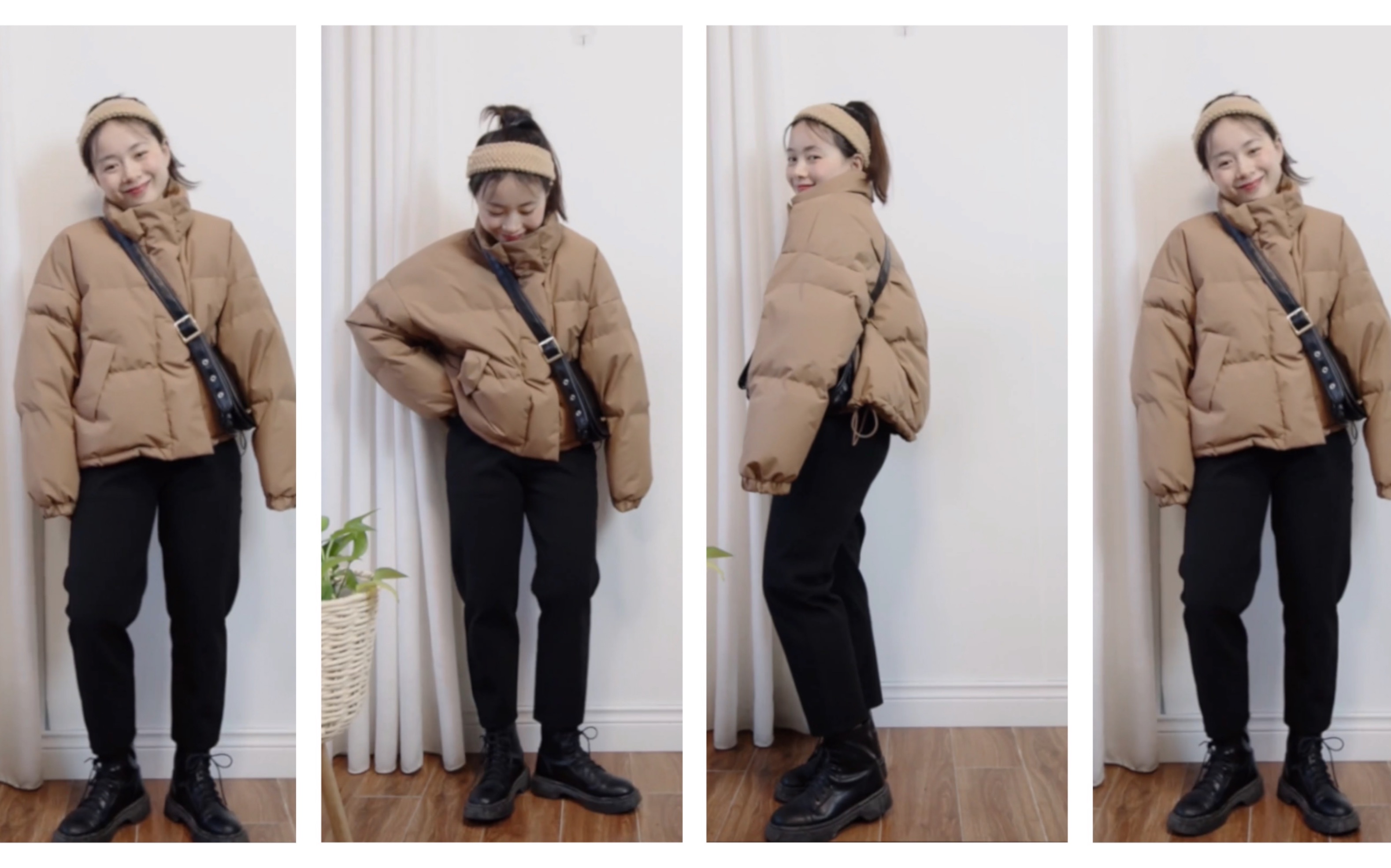148 | 94斤微胖小个子穿搭分享毛呢显瘦遮肉萝卜裤 卡其色羽绒服#冬季