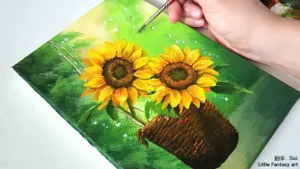 Download Video: 【丙烯画】【绘画教程】【中字】向日葵-sunflowers acrylic painting