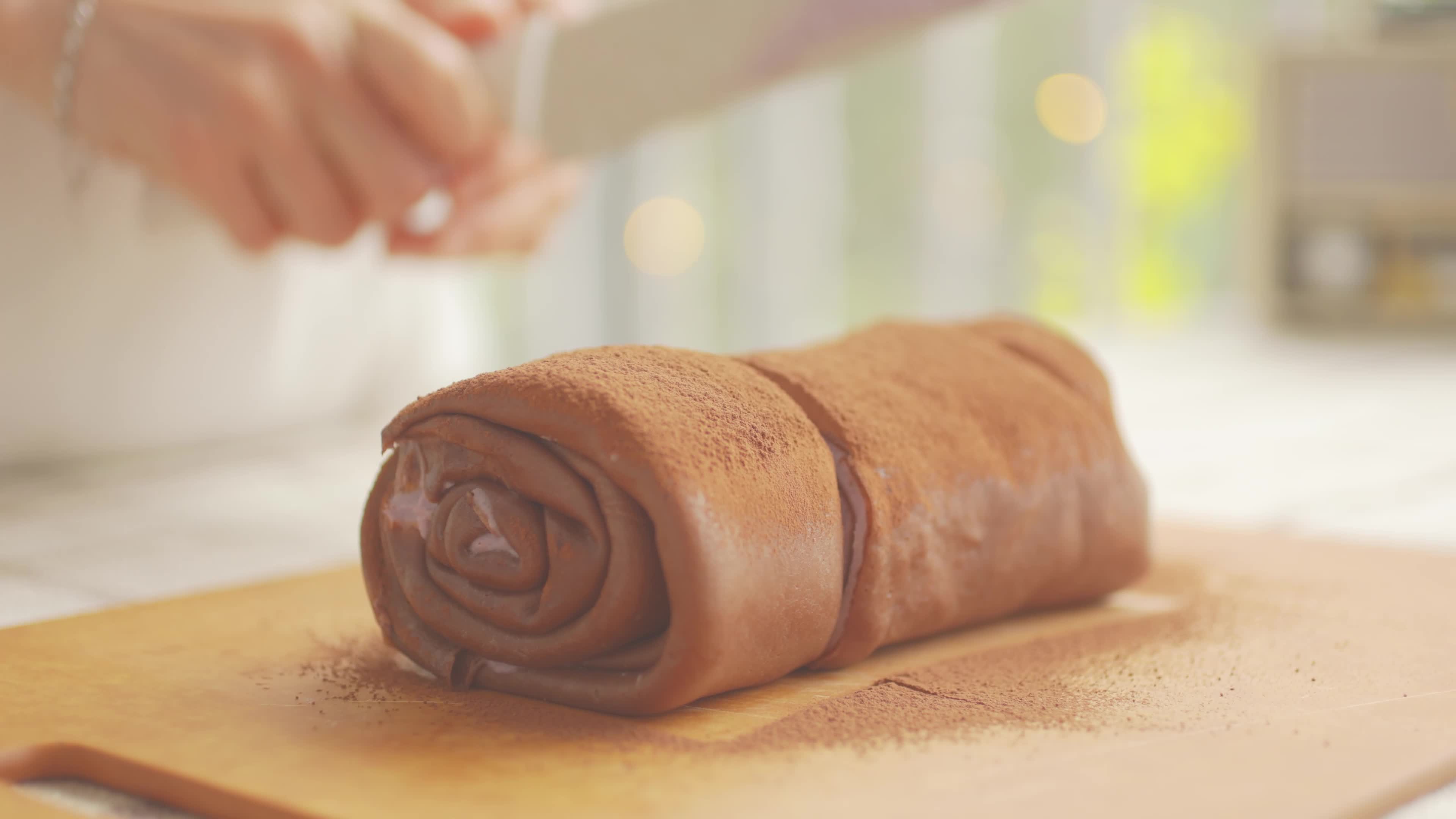 能吃的毛巾你见过吗网红甜品巧克力芋泥毛巾卷蛋糕