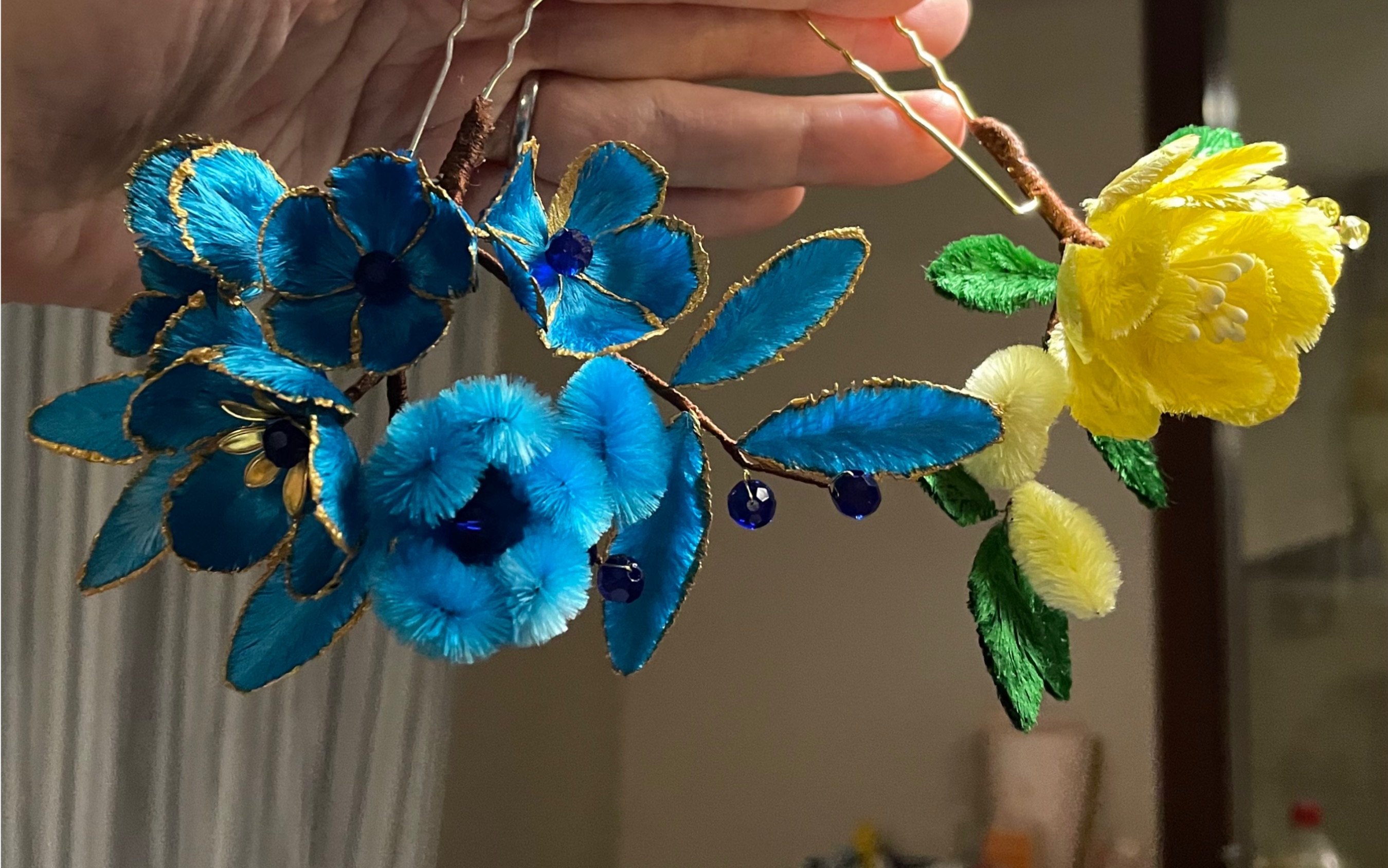 非遗绒花 发簪 仿点翠发簪