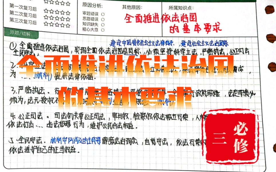 政治必修三“政治与法治”全面推进依法治国的基本要求答题模板+例题哔哩哔哩bilibili