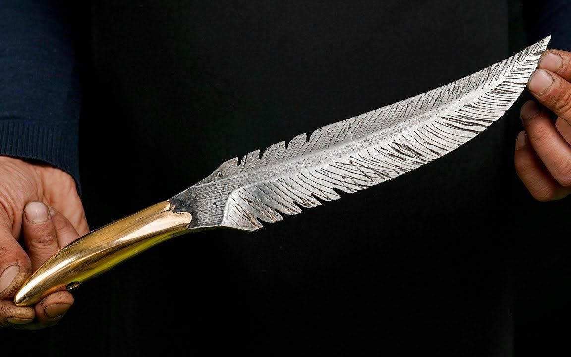 制刀:连金属都能斩断的羽毛大马士革刀
