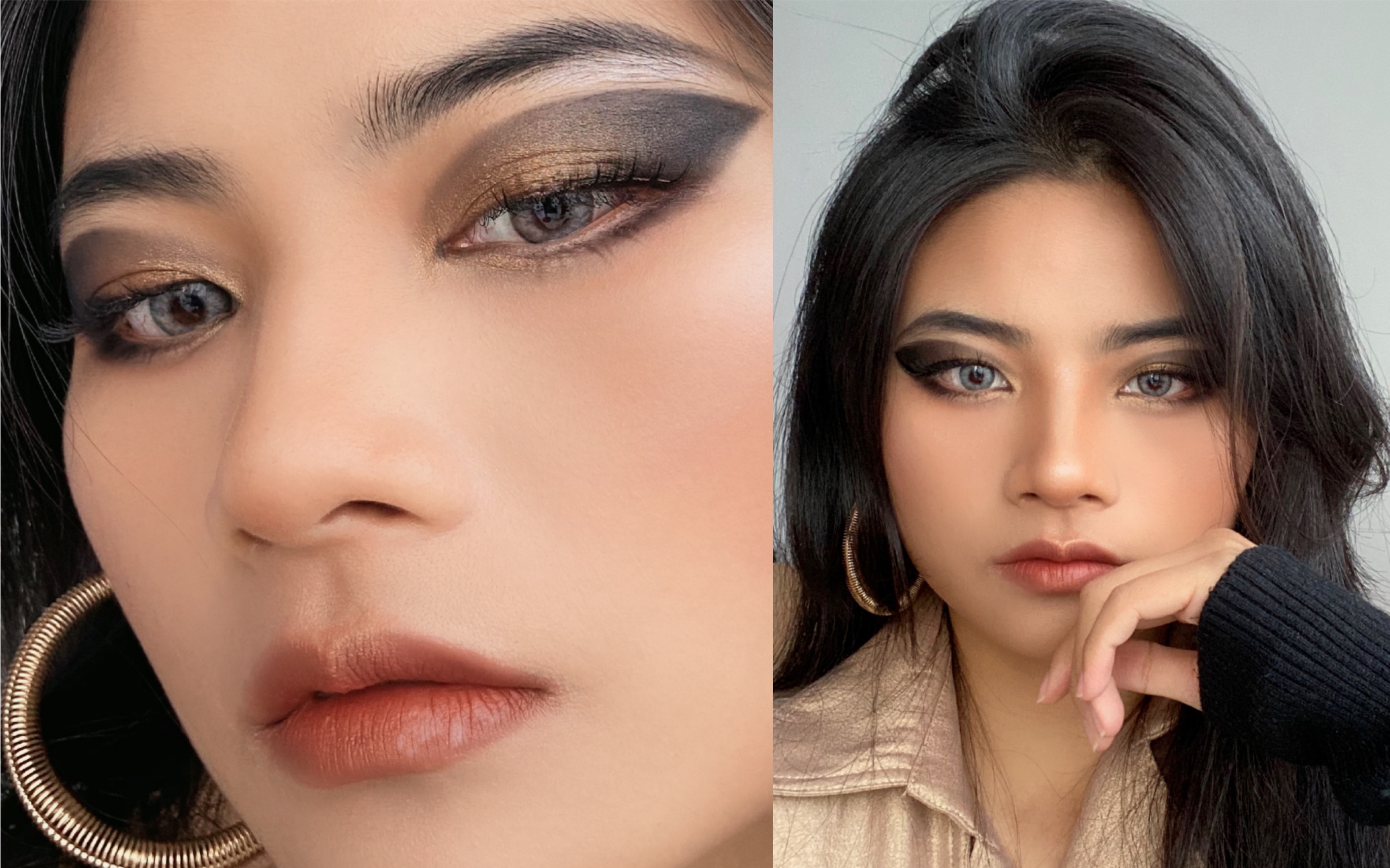 欧美大烟熏眼妆|复古a|黑黄皮口红试色