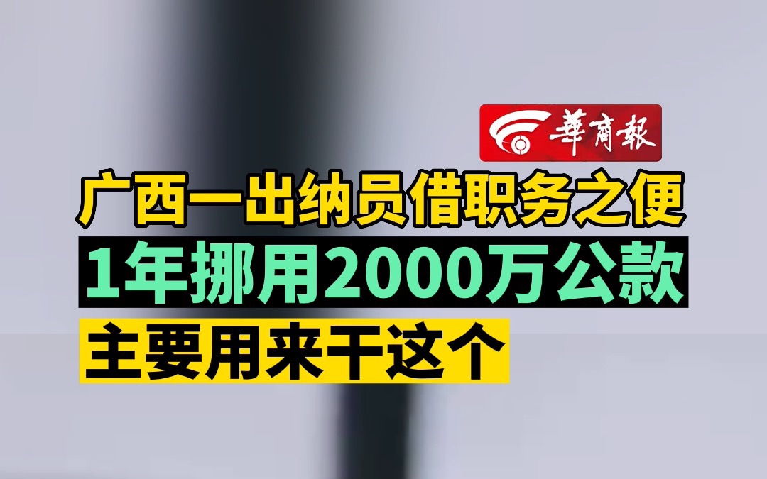 广西一出纳员借职务之便 1年挪用2000万公款 主要用来干这个哔哩哔哩bilibili