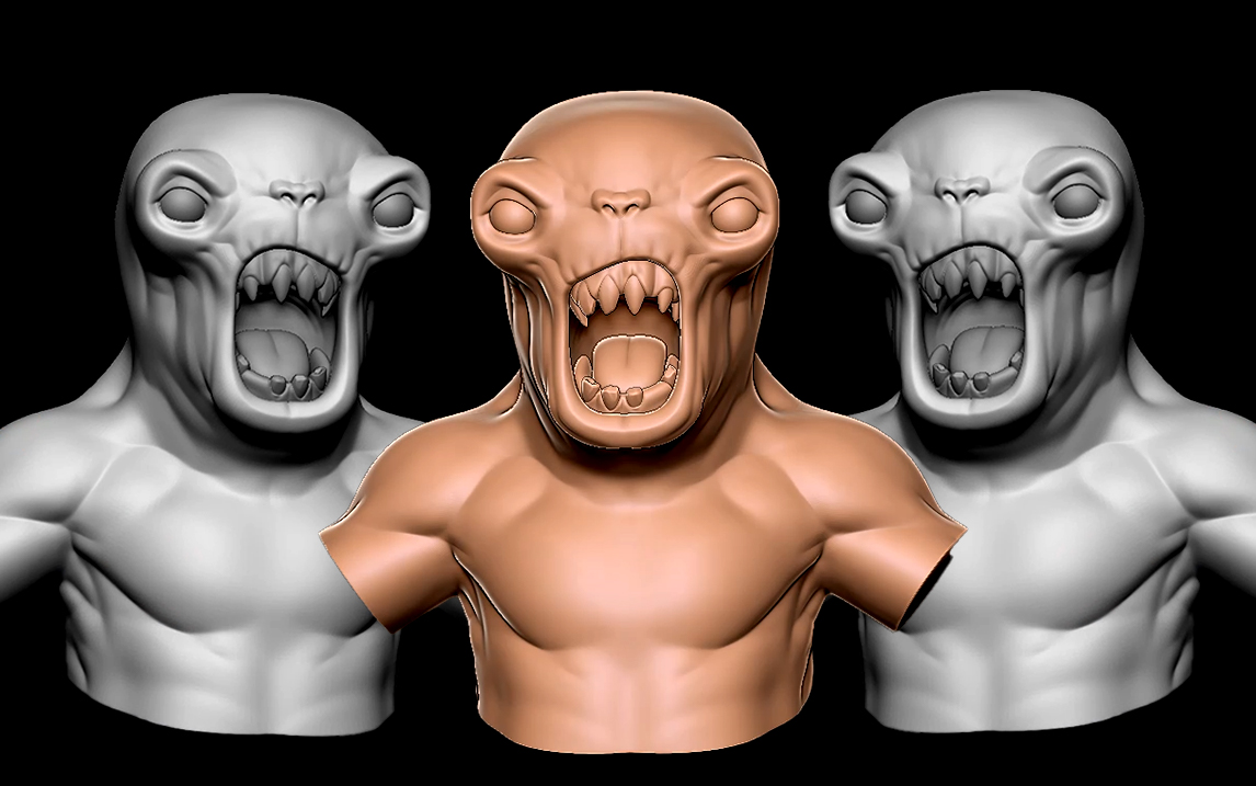 【zbrush新手教程】小怪兽模型详细制作教程,zb雕刻高精度建模教程