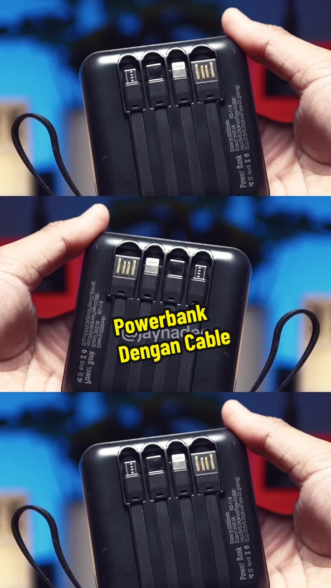 Powerbank dengan 4 kabel memang函数家伙bila nak充电banyak gadjet.大德payah bawak电缆banyak哔哩哔哩bilibili