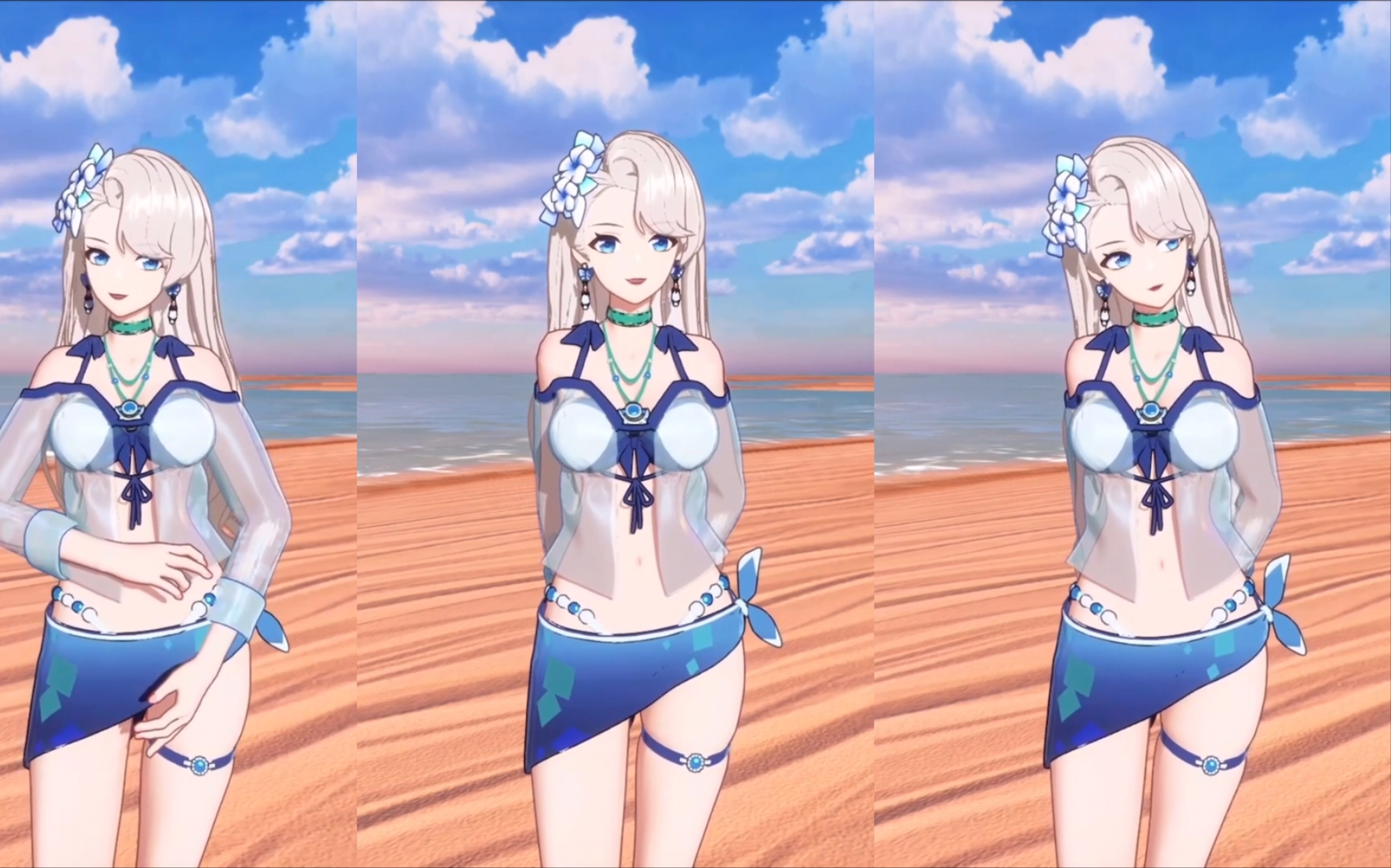 穿着改良版泳装和你聊天的金发碧眼乃琳