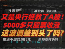 下载视频: A股晚评：大爆发了！又是央行拯救了A股！ 5000多只股票收涨 这波调整到头了吗？下周还会大涨吗?