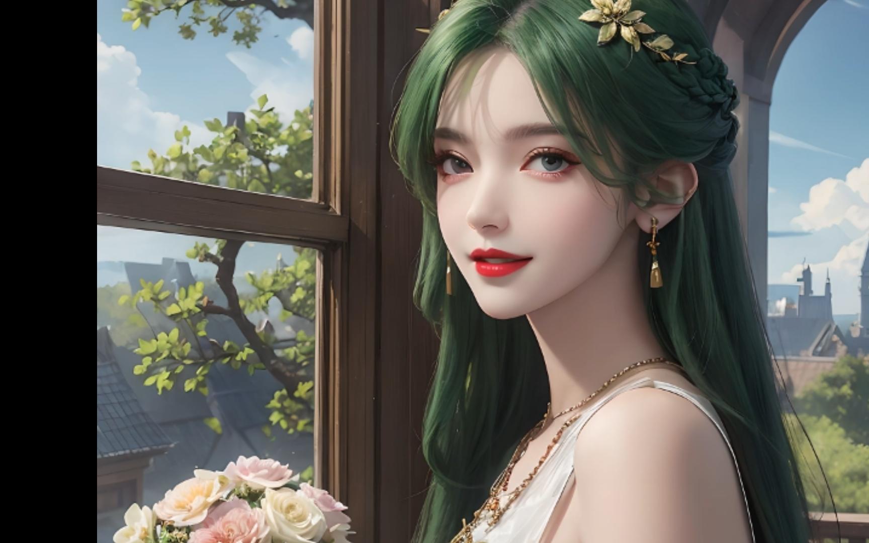 ai绘画 完美世界-芙蕖唯美花园壁纸