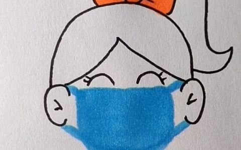 画一个小女孩戴着口罩图片