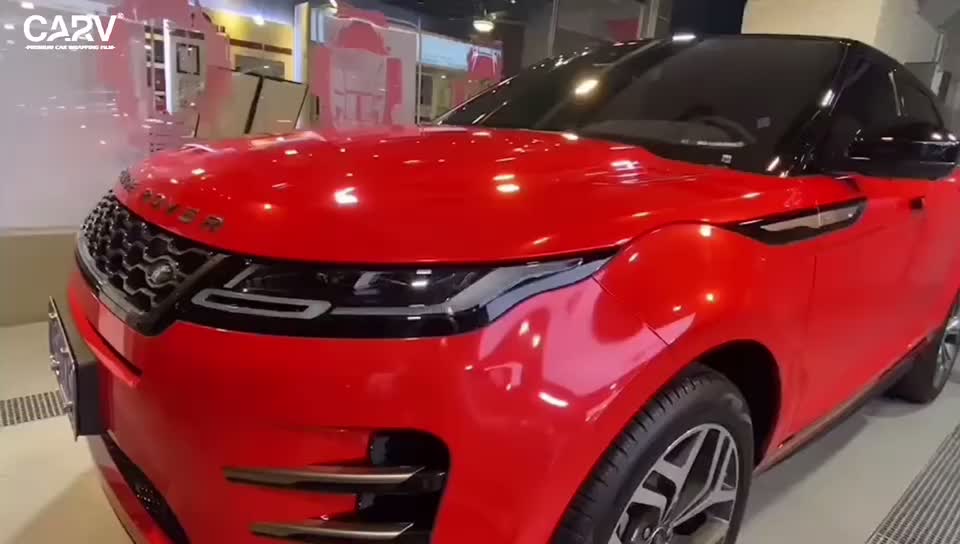 路虎极光汽车贴膜卡孚carv改色膜超亮金属中国红