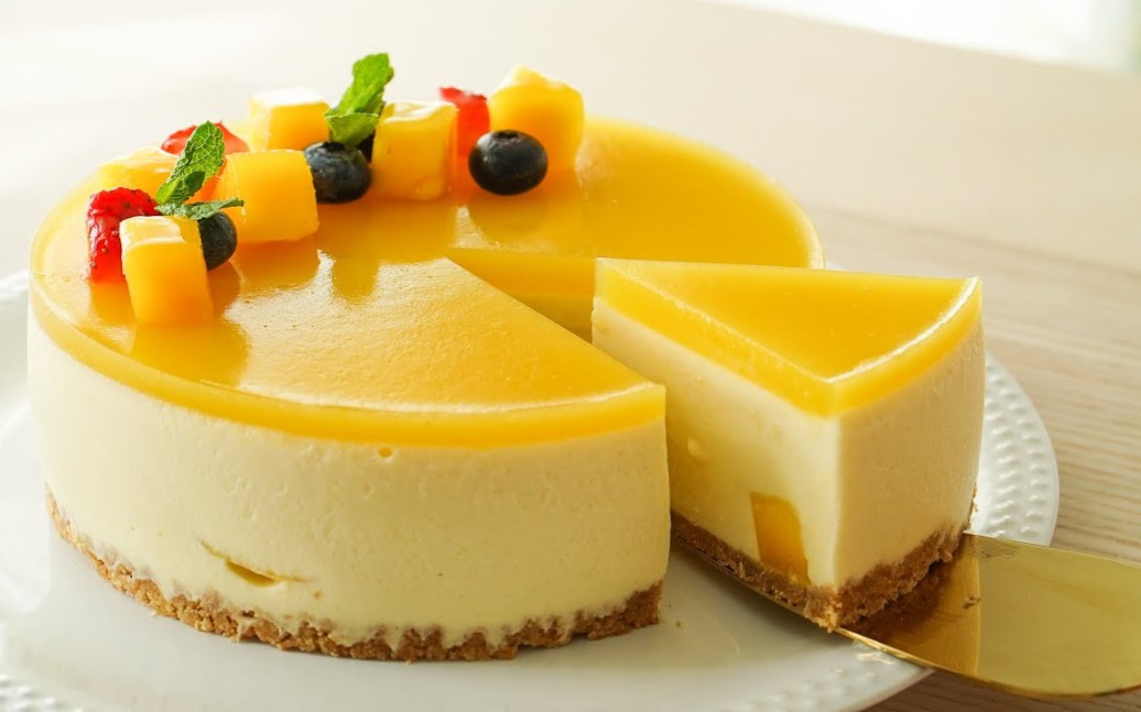 [图]【Mousse Cake】一款简易的免烤芒果慕斯蛋糕‖Easy No Bake Mango Cheesecake