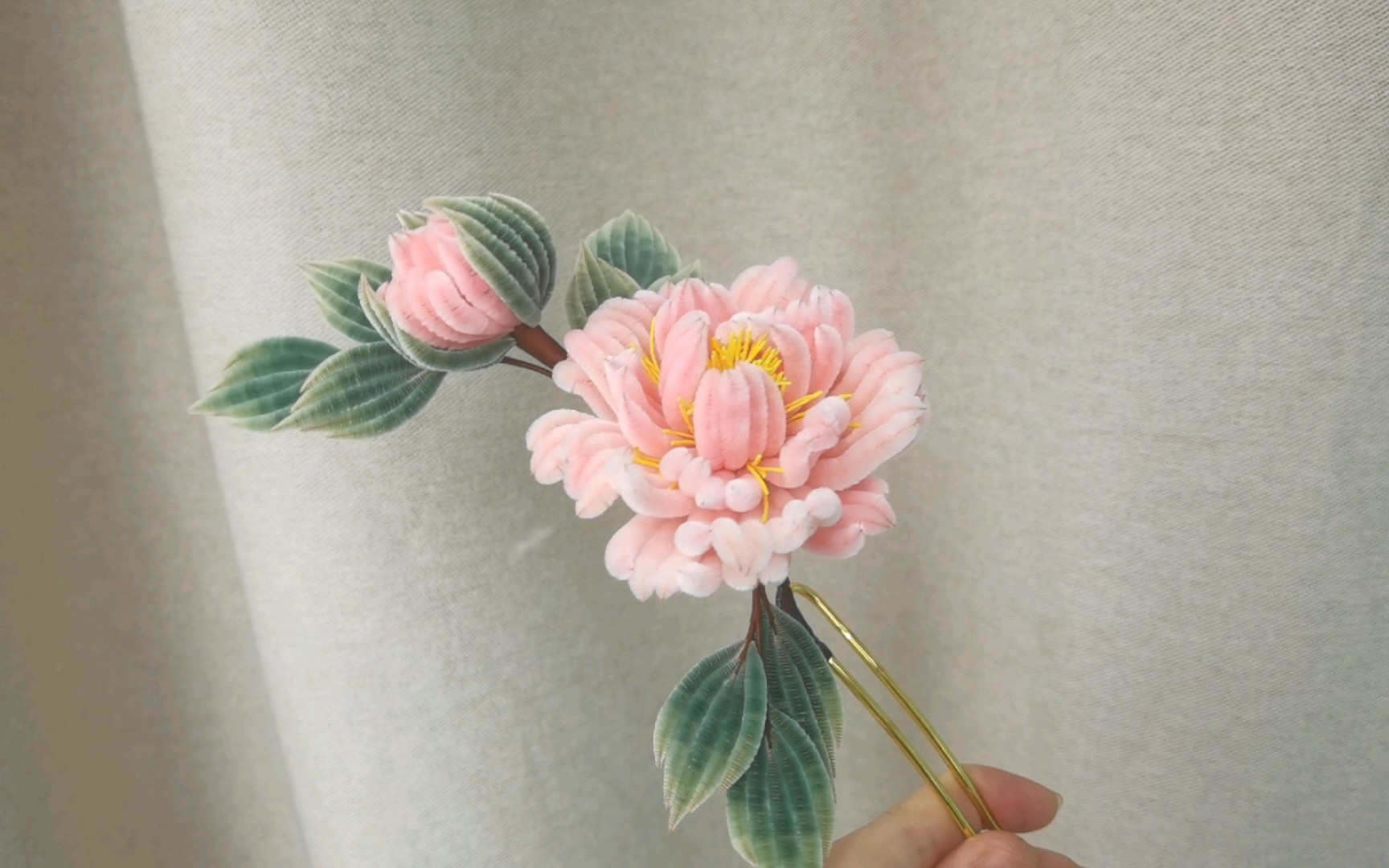 绒花牡丹绽放,美丽成品即刻呈现!