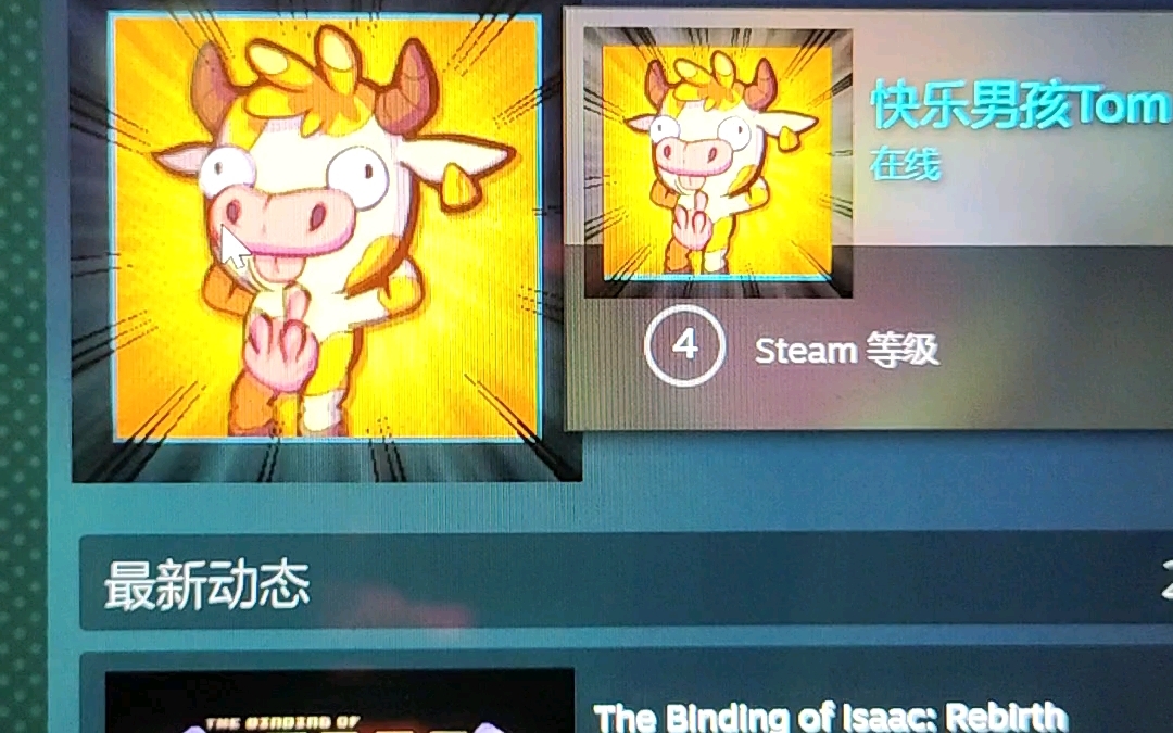 20岁经济独立,在steam平台上给自己买了牛牛头像