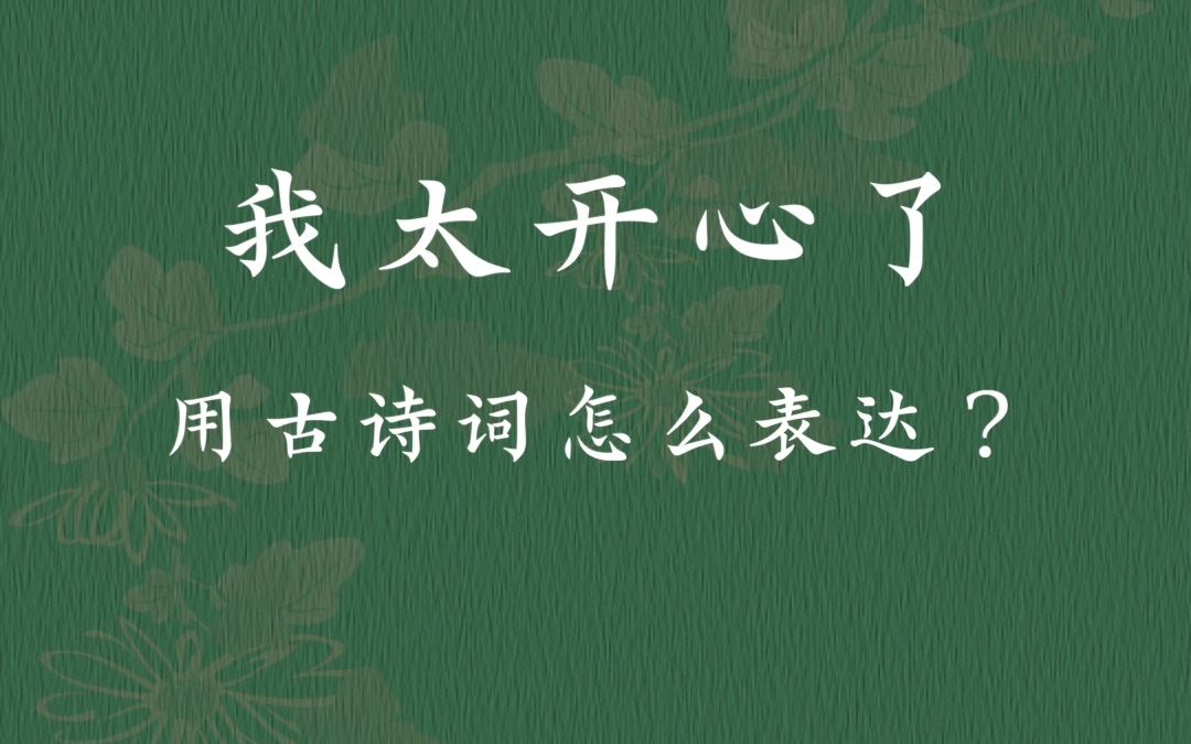 “我太开心了”用古诗词怎么表达?哔哩哔哩bilibili