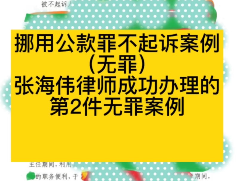 挪用公款罪不起诉案例(无罪)张海伟律师成功办理的第2件无罪案例(2017年办理)#无罪辩护律师 #山东济南无罪辩护律师 #刑事辩护律师哔哩哔哩bilibili