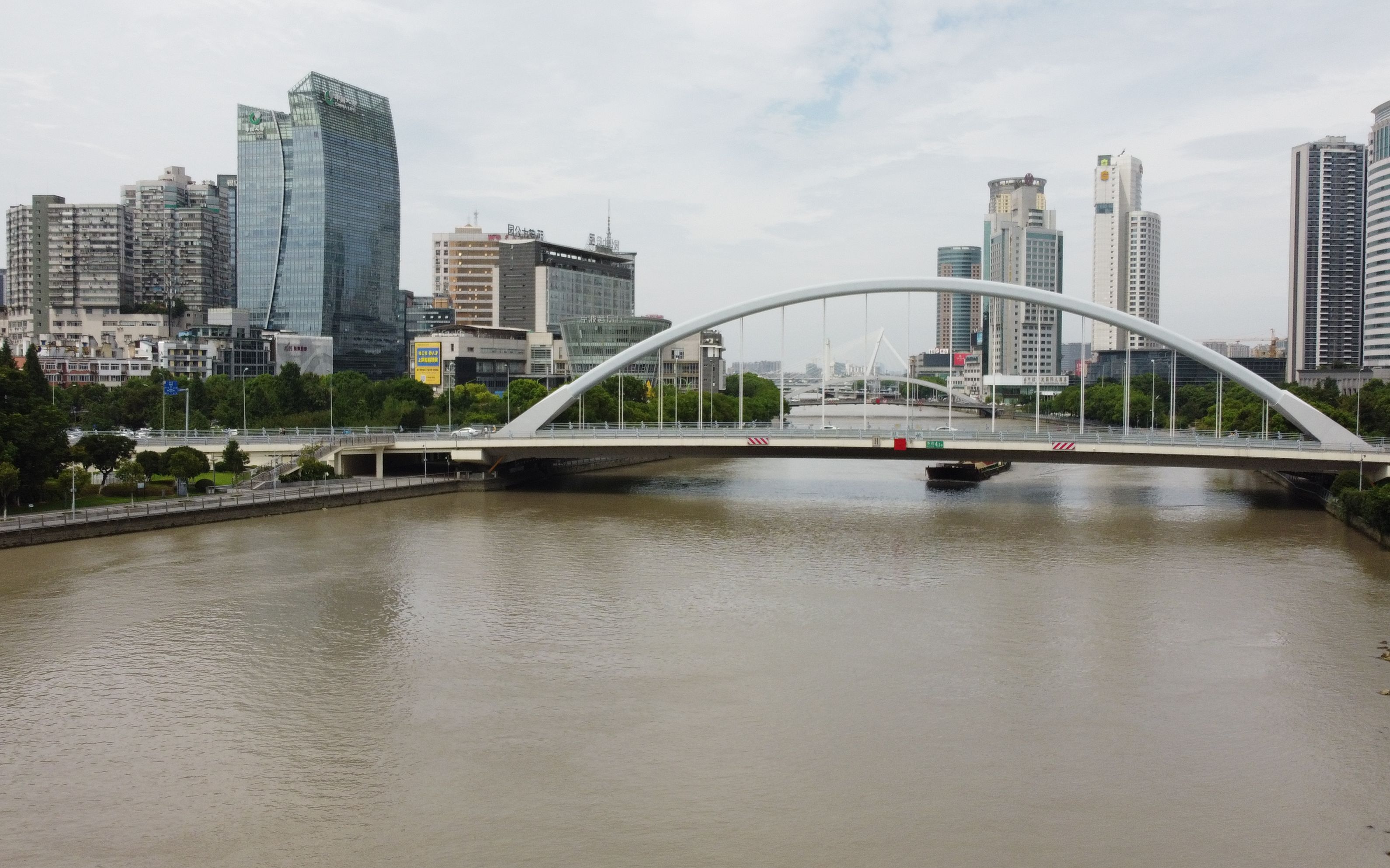 夏日御mini无人机航拍宁波琴桥奉化江