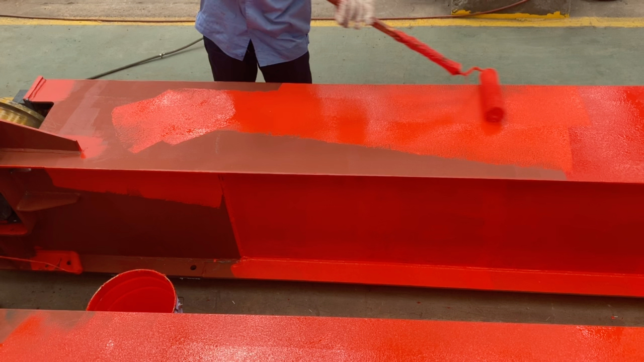 索顿水漆 橘红色底漆现场辊涂涂装中 钢结构客户反馈视频 感谢支持