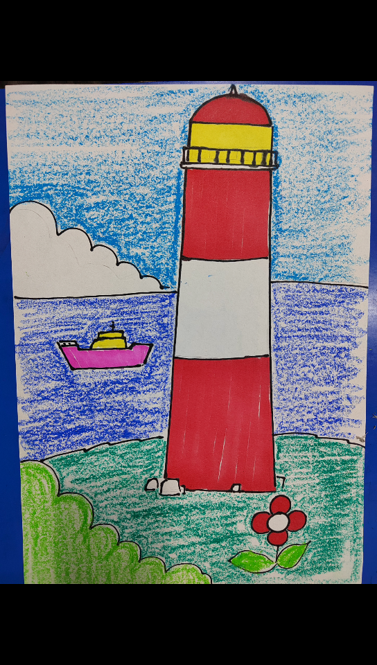 幼儿绘画灯塔