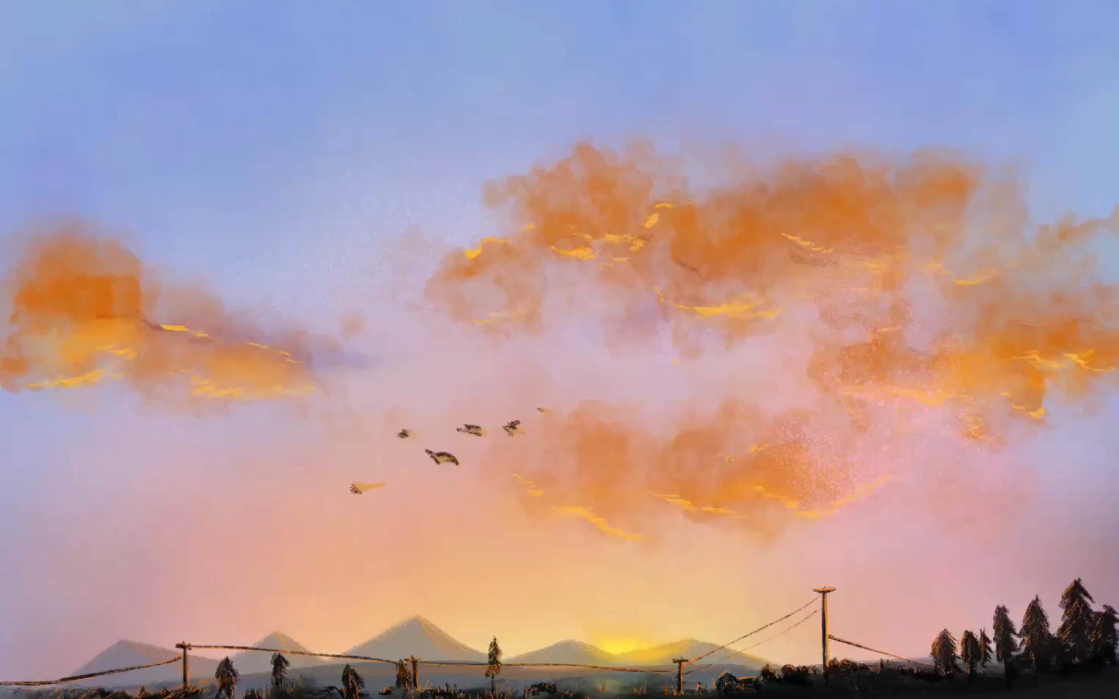 ipad绘画,速绘风景.日落