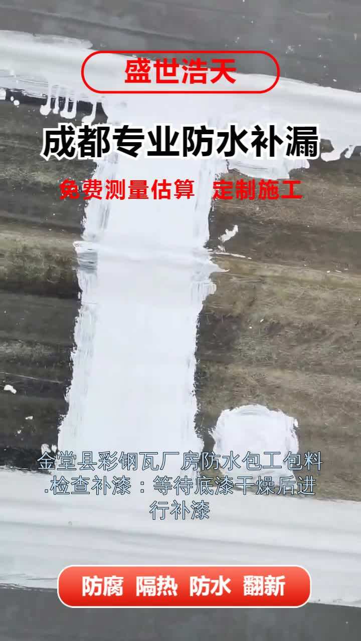 ...检查补漆:等待底漆干燥后进行补漆,确保无遗漏,这一步骤可能需要数小时. #彩钢瓦厂房防水 #金堂县彩钢瓦厂房防水 #大邑县厂房防腐哔哩哔哩bilibili