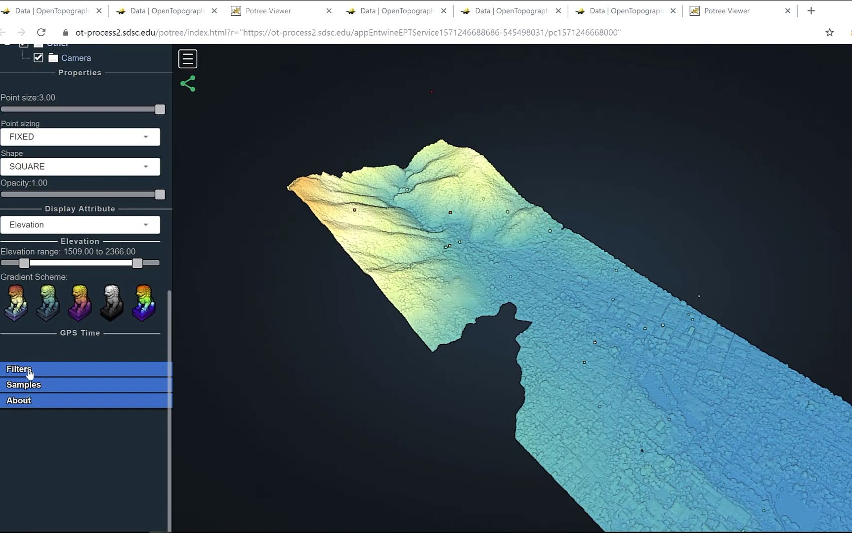 OpenTopography教程:使用Potree点云查看器查看地形哔哩哔哩bilibili