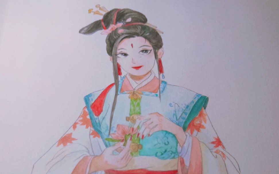 水彩江南百景图美人林奴儿