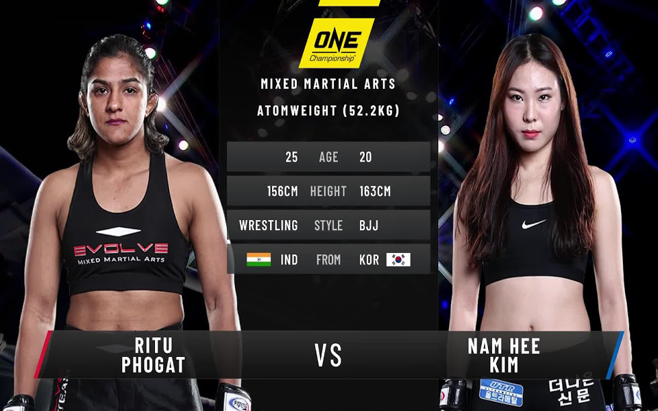 【摔跤吧爸爸3妹原型,自由跤冠军征战MMA铁笼】Ritu Phogat vs 南韩 金南熙哔哩哔哩bilibili