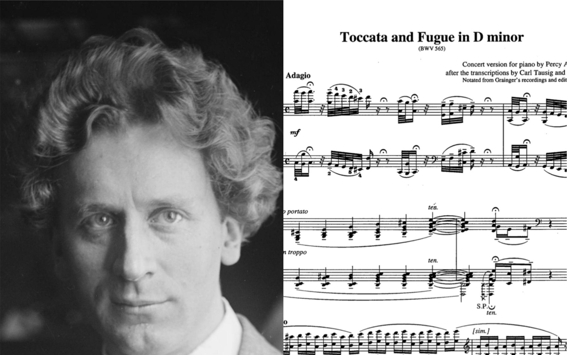 [图][曲谱同步]Percy Grainger 改编并演奏巴赫d小调托卡塔与赋格BWV 565