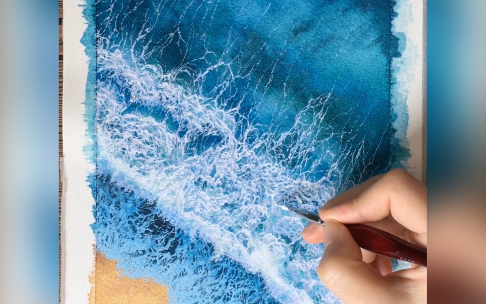 3分钟学画海浪/绘画过程/带你看遍世界的海