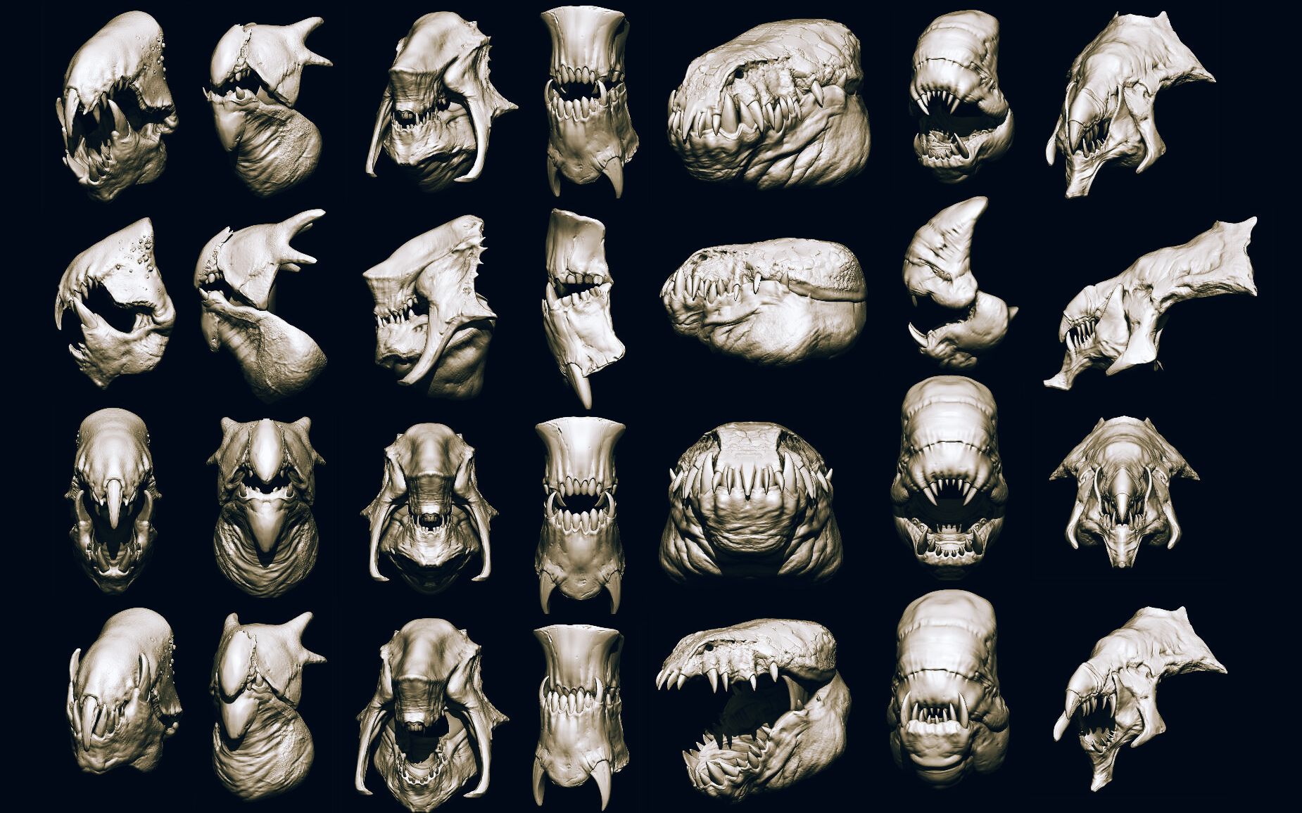 【教程+ZB笔刷免费下载】ZBrush生物怪物怪兽恶魔下巴牙齿嘴巴IMM笔刷zbp画笔白嫖哔哩哔哩bilibili