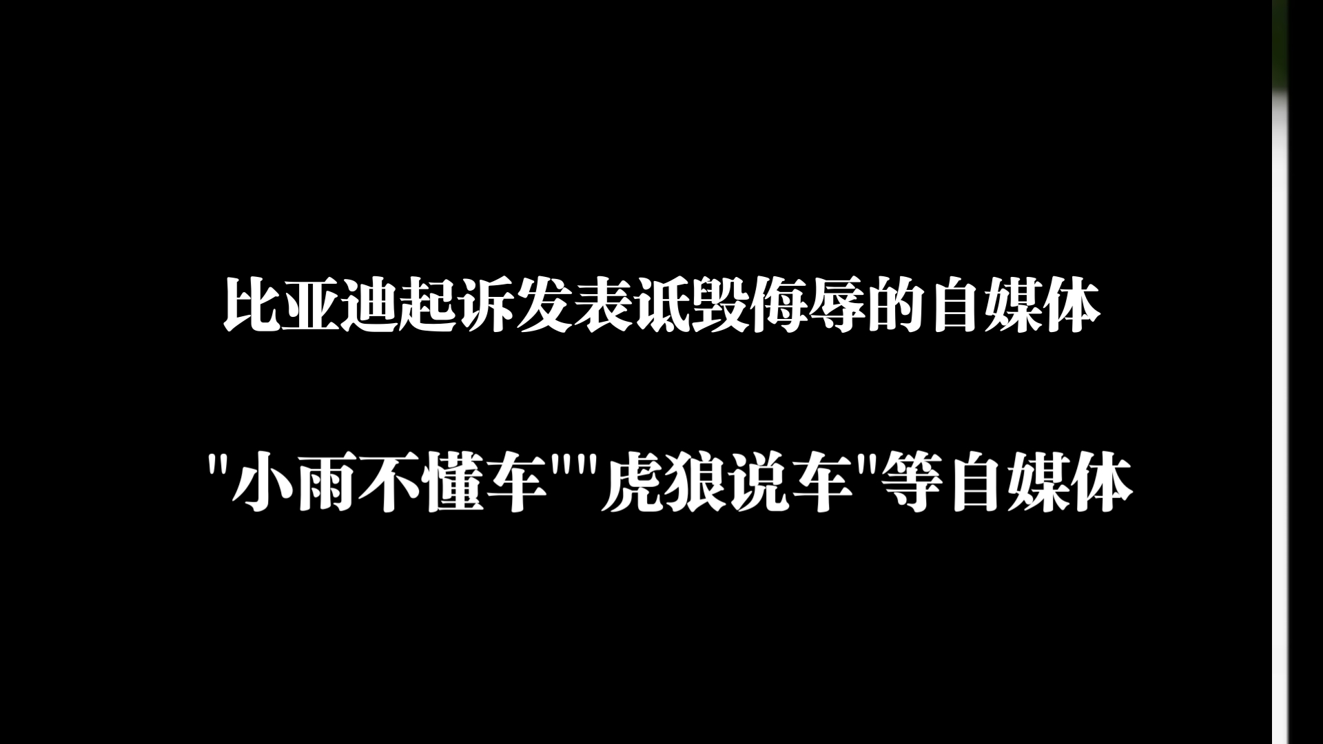 比亚迪正式起诉侮辱诋毁公司的自媒体,"小雨不懂车""虎狼说车"等自媒体哔哩哔哩bilibili