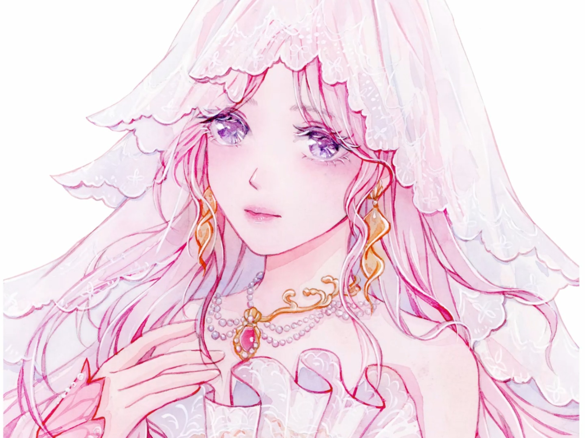 头纱暖暖 手绘水彩绘画过程