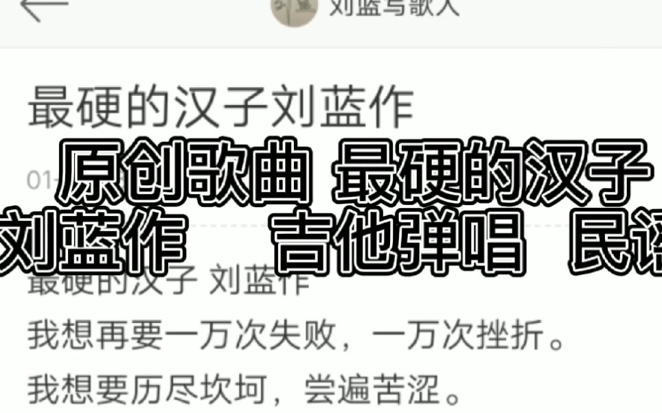 刘蓝 最硬的汉子 民谣哔哩哔哩bilibili