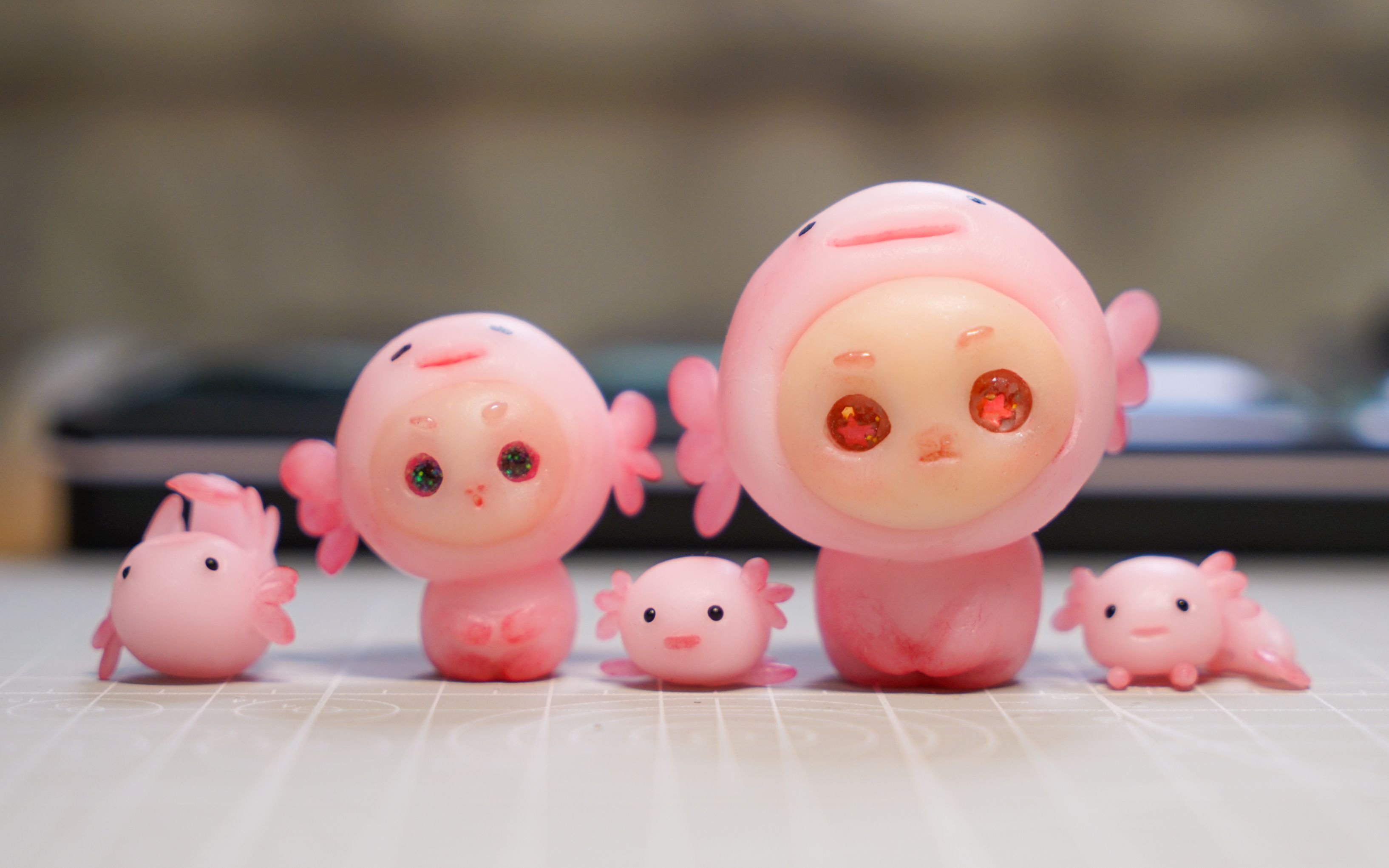 美西螈家族 (0711~11`) 树脂粘土玩偶 制作过程_哔哩哔哩_bili