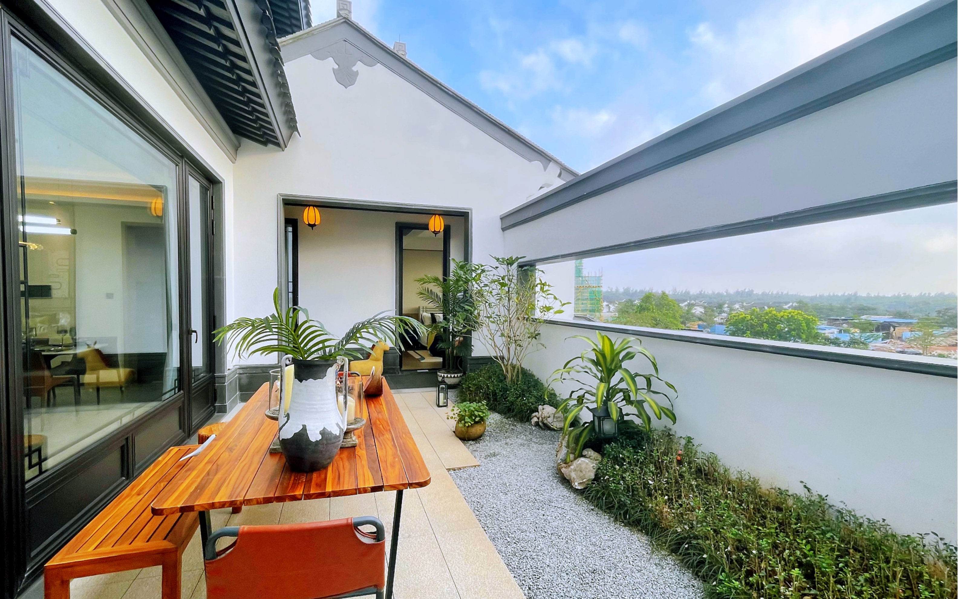 实拍|海口168平中式合院,白墙黑瓦带40平庭院,回归传统中式生活_哔哩