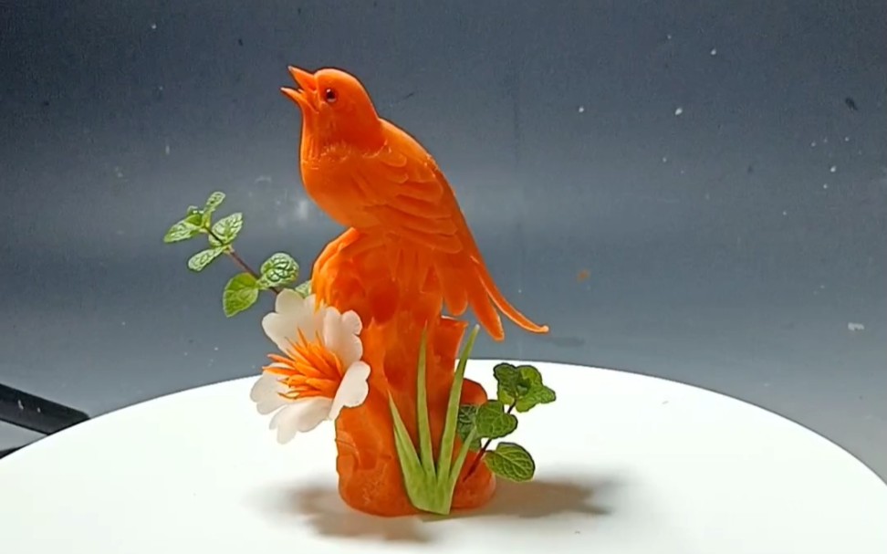 胡萝卜雕刻小鸟分解图图片