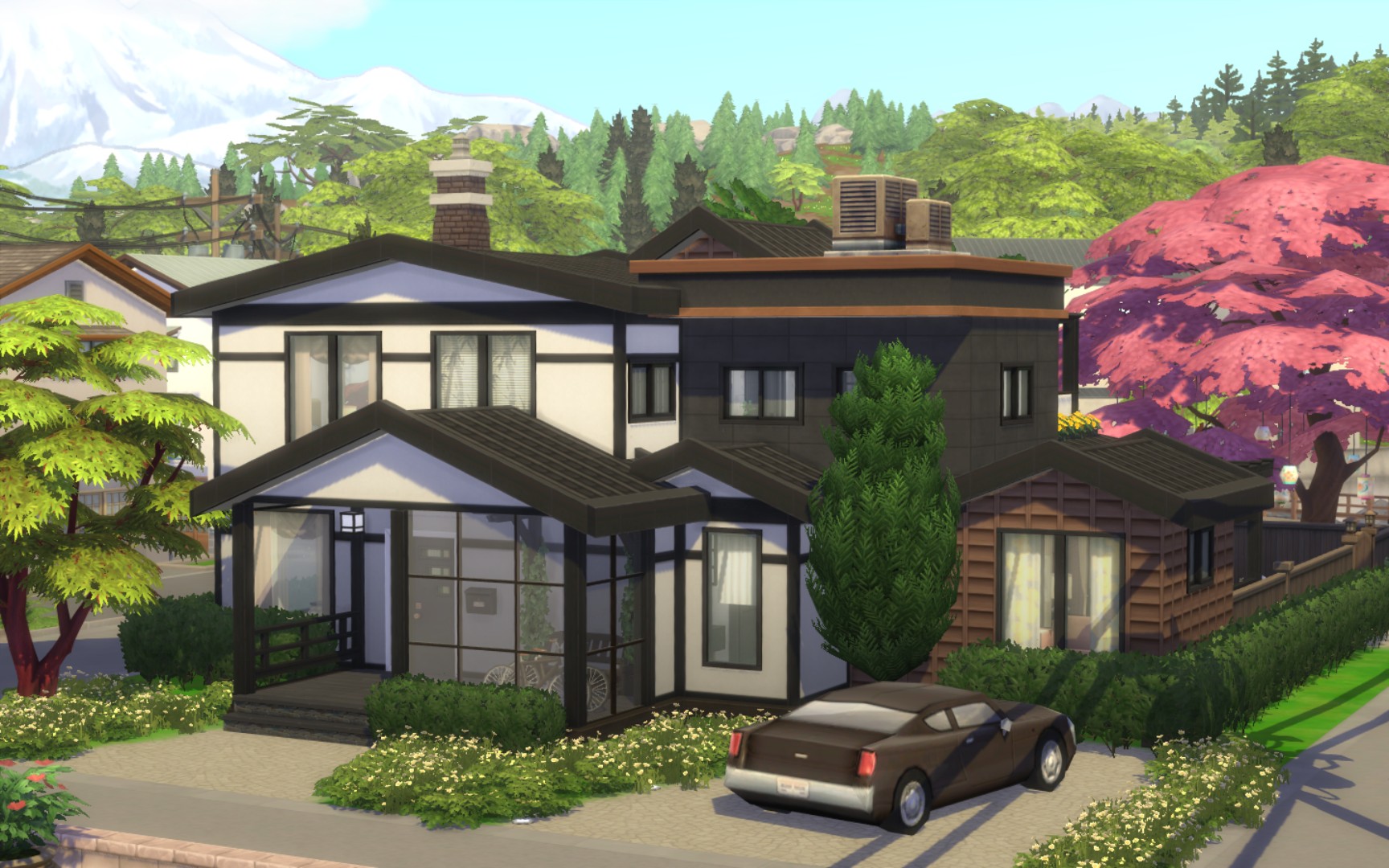 模拟人生4速建 宅心现代日式家庭式房屋nocc 可住五口人以上 室外温泉