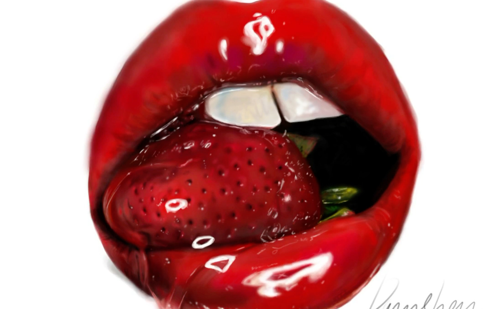 刚买了苹果笔还在摸索中画了第二个大嘴唇子.写实水润润的果冻唇.