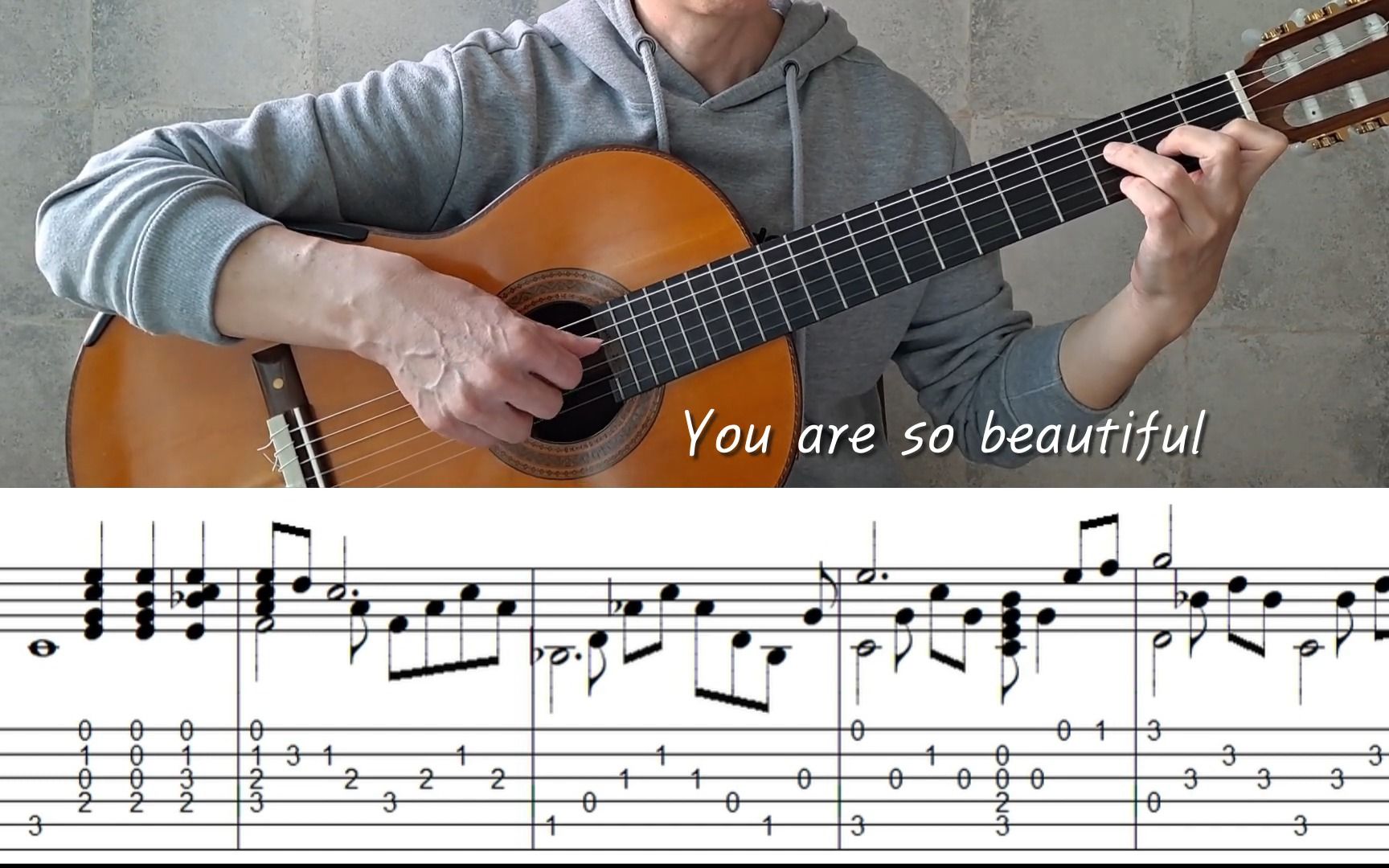 [图]You Are So Beautiful - Fingerstyle Guitar _ TAB, Lyrics