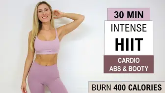 Tải video: 【Eleni Fit】30分钟高强度有氧HIIT - 腰腹部和臀部  燃烧400卡路里 塑形 无重复  无设备