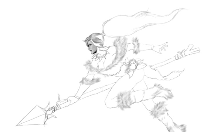 ps板绘 绘画英雄联盟豹女一 线稿绘制