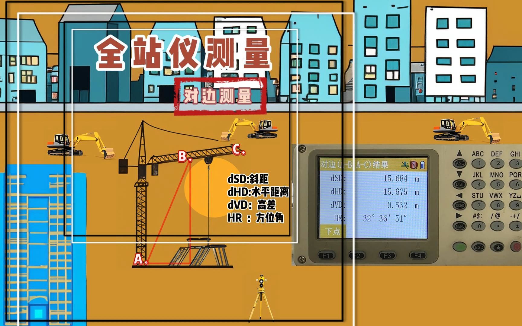 全站仪操作使用,对边测量.哔哩哔哩bilibili