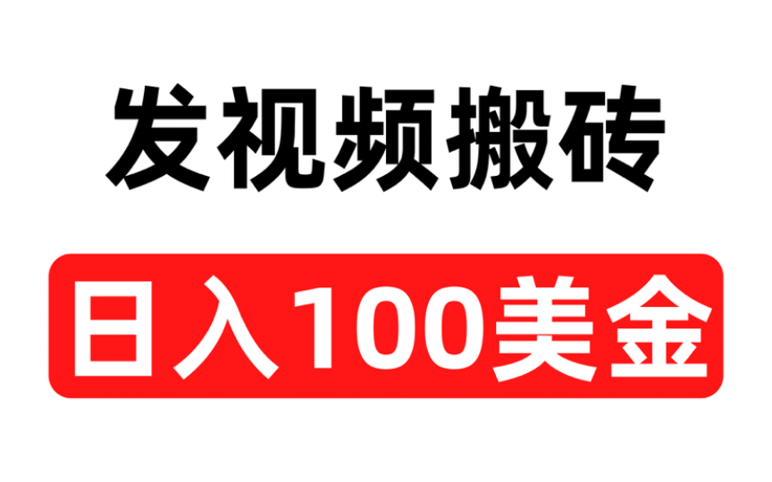 无脑搬砖发视频,一个视频10美金,日入100美金,操作简单哔哩哔哩bilibili