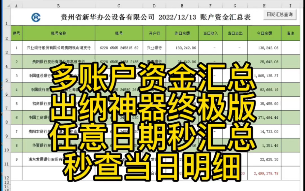 出纳人员必备神器,多账户资金汇总表,秒查任意日期汇总与明细,非常的方便高效,快来学习吧,谢谢大家的点赞与关注!哔哩哔哩bilibili