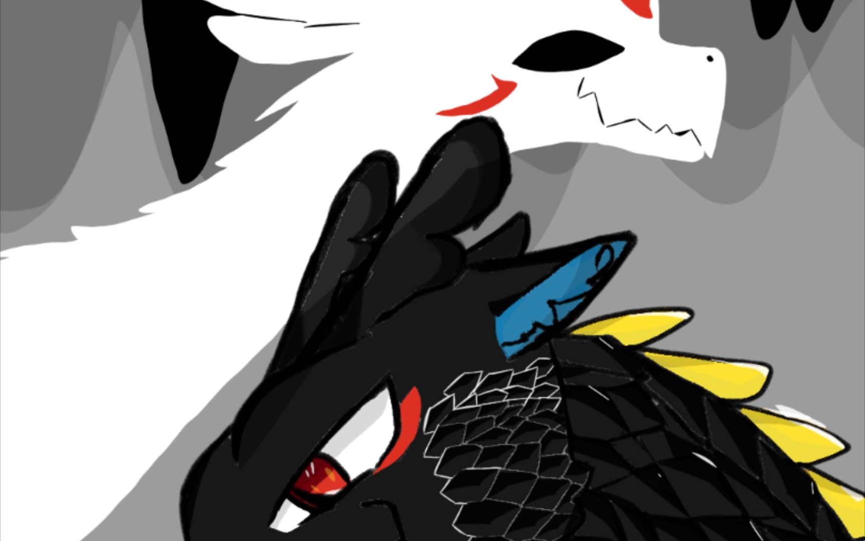 兽设自设一只黑色大龙的绘画过程