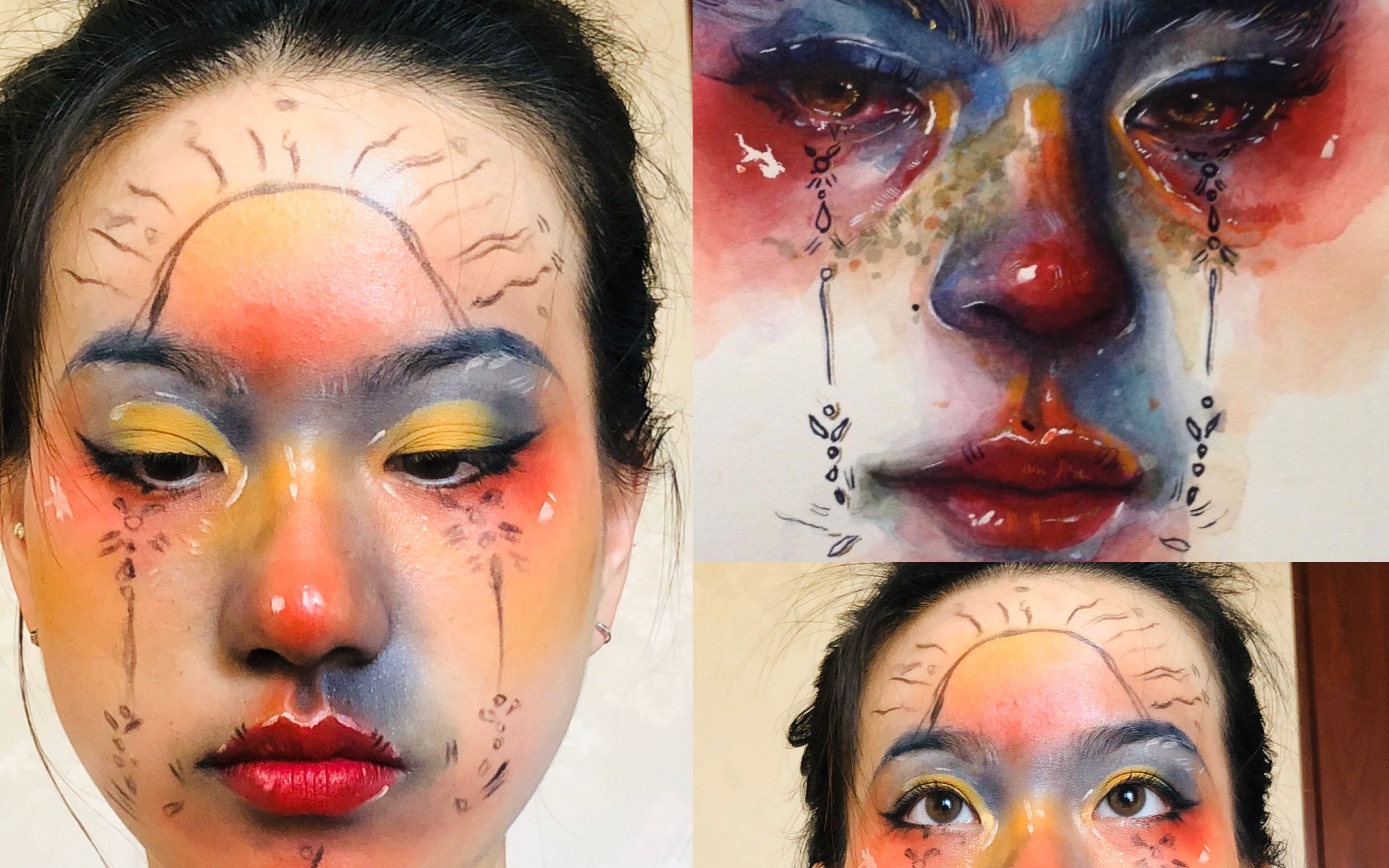 【橙色的org】妆容分享 水彩肖像妆