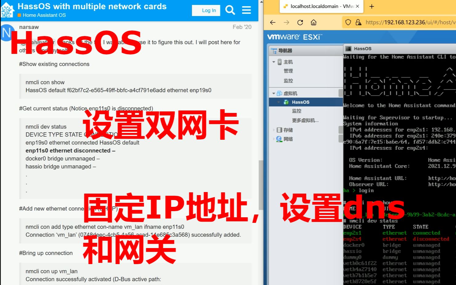 homeassistants双网卡,固定IP,dns和网关哔哩哔哩bilibili
