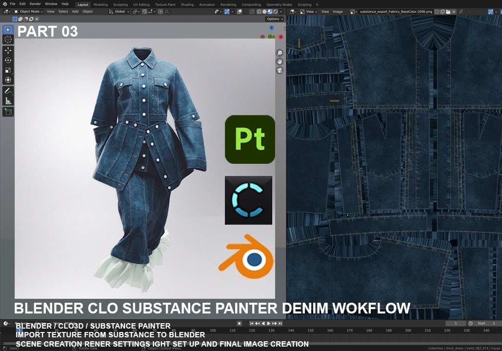 【中配】Clo3d和Substance Painter和Blender PART 03 牛仔材料哔哩哔哩bilibili